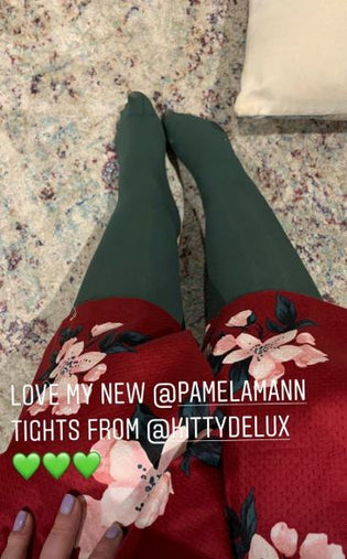  Pamela Mann Hosiery Curvy Super-Stretch 50 Denier Tights in Forest Green by Carly Wood