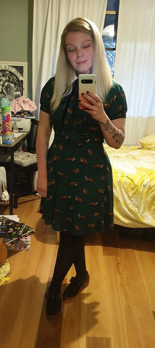  Hell Bunny Vixey Dress in Green by Daisy Heathcote
