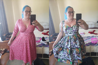  Lady Vintage Lyra Dress in Brain Dead and Hell Bunny Be Afraid Mid Dress by Katja Johnston-van Der Made