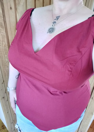  Hell Bunny Petunia Top in Burgundy by KJ Newstead