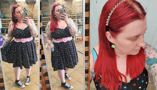  Hell Bunny True Love Mid Dress and Kitty Deluxe Spiked Headband by Kim Moyse