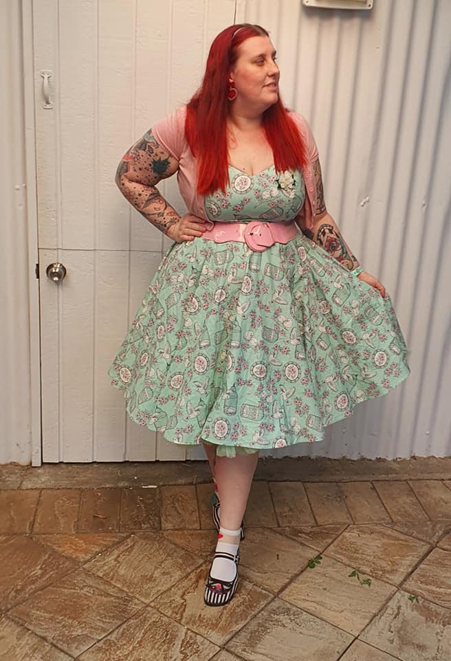 Hell Bunny Birdcage 50s Dress in Mint by Kim Moyse Kitty Deluxe Hell Bunny Birdcage 50s Dress in Mint by Kim Moyse Kitty Deluxe