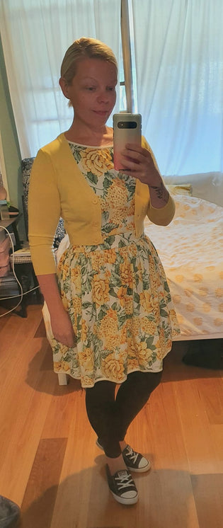  Mak 3/4 Sleeve Cardigan in Baby Yellow by Daisy Heathcoate