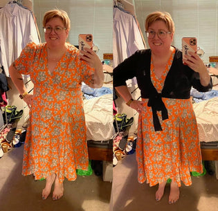  Heart of Haute Millie Dress in Carly Coral and Sweet Sweater in Black (Pre-order) by Danielle Lucas