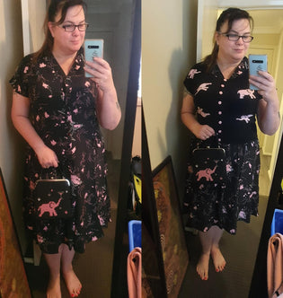  Collectif Liza Tipsy Elephant Dress, Bag and Minnie Cardigan (Pre-order) by Yvonne O'Shea