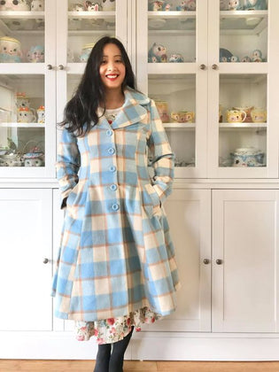  Hell Bunny Millicent Coat in Blue by Kay Dean