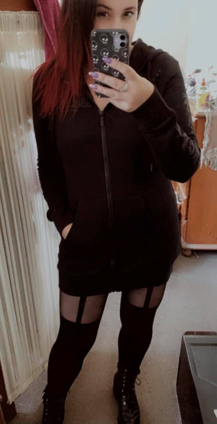  Killstar Weirdo Hooded Dress and Pamela Mann Stocking-Look Tights by Jodi Kelly