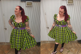  Collectif Mimi Dress in Frogs Breath Check by Kim Moyse