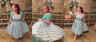  Collectif Nova Swing Dress in Rainbow Stripe by Kim Moyse