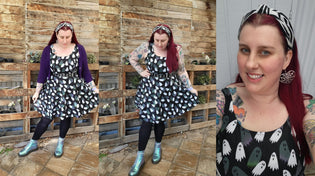  Retrolicious Ghost Skater Dress and Kreepsville Web Heart Earrings by Kim Moyse