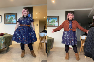  Hell Bunny Asta Mini Dress & Ravenwood Jacket in Brown (both Pre-order) by Eilis Hughes