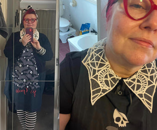  Banned Happy Holly Cardigan and Killstar Apprentice Top by Claire Gruppetta