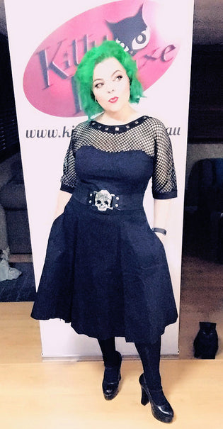  Chicstar Rock Chic Dress and Kreepsville 666 Skull Belt in Black - Kitty Deluxe Selfie