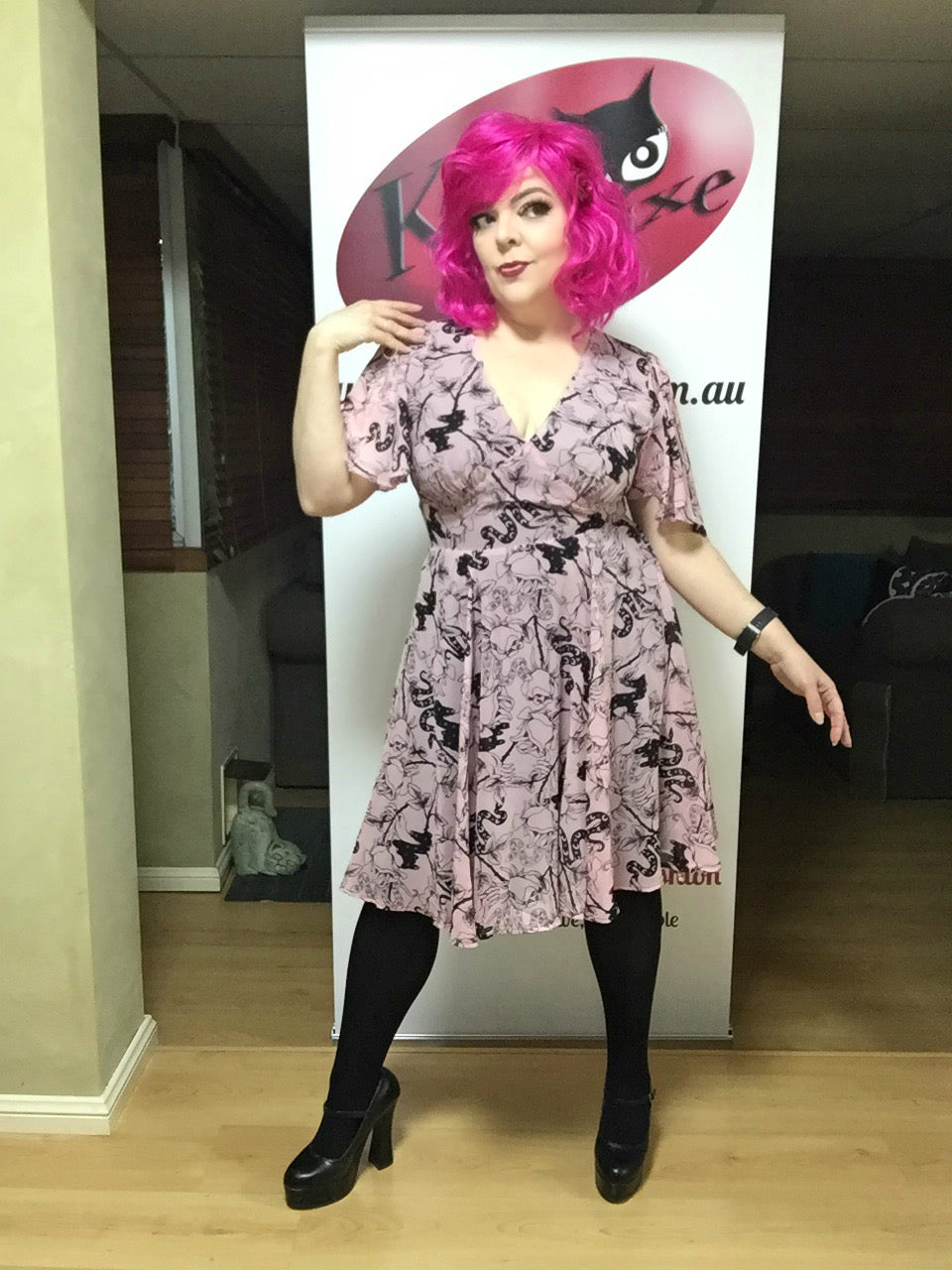 Hell Bunny Fiona Mid Dress - Kitty Deluxe Selfie