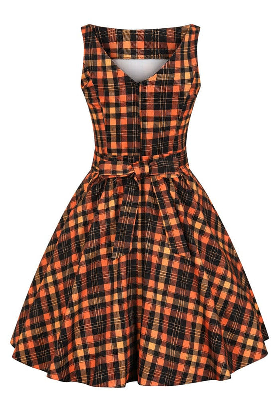 Lady Vintage Tea Dress in Halloween Tartan