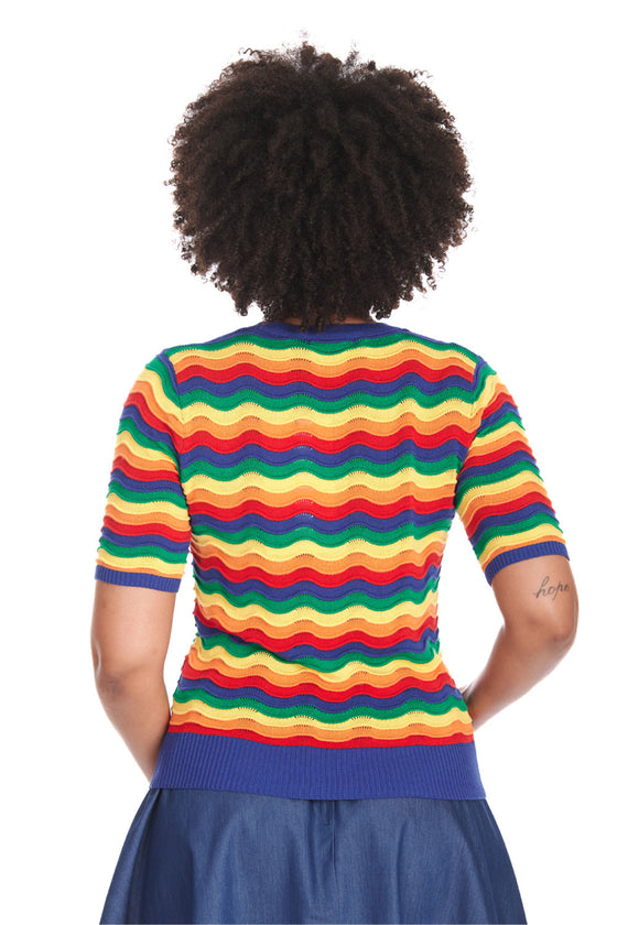 Banned Retro Rainbow Wave Top Knitted Jumper