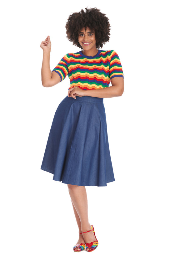 Banned Retro Rainbow Wave Top Knitted Jumper
