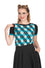 Banned Retro Darts and Checks Top Jumper in Teal Knitted Retro Print Argyle