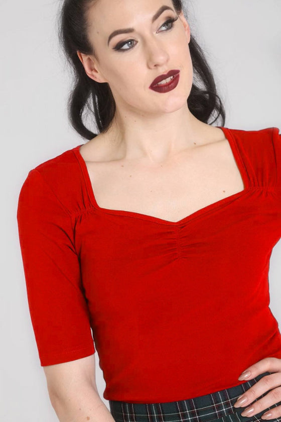 Hell Bunny Philippa Top in Red