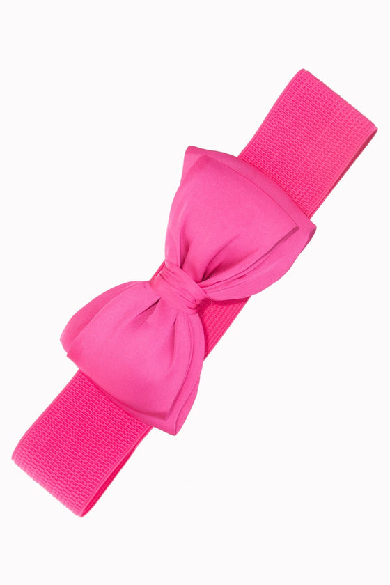 Banned Bella Bow Stretch Elastic Belt in Hot Pink Magenta