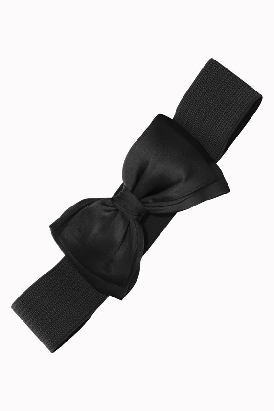 Banned Bella Bow Stretch Elastic Belt in Black