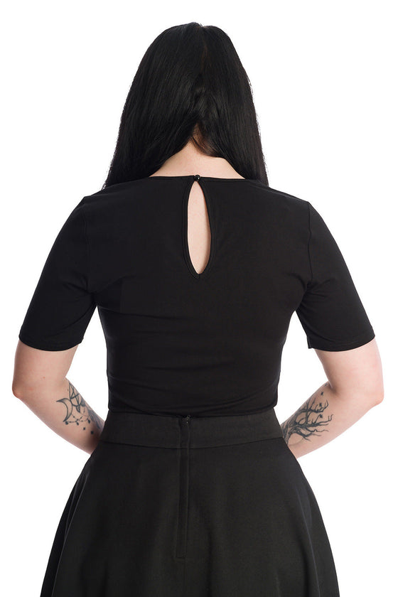 Banned Alternative Skeleton Heart Hands Top in Black