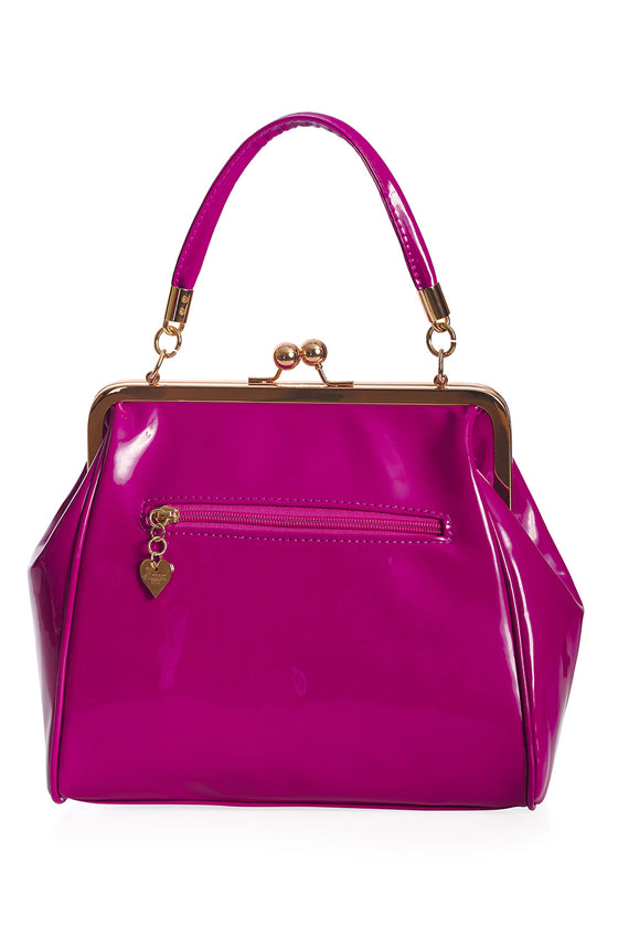 Banned Retro American Vintage Patent Fuschia Handbag Purse