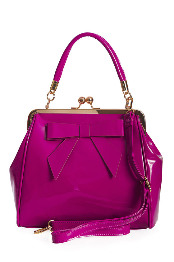 Banned Retro American Vintage Patent Fuschia Handbag Purse