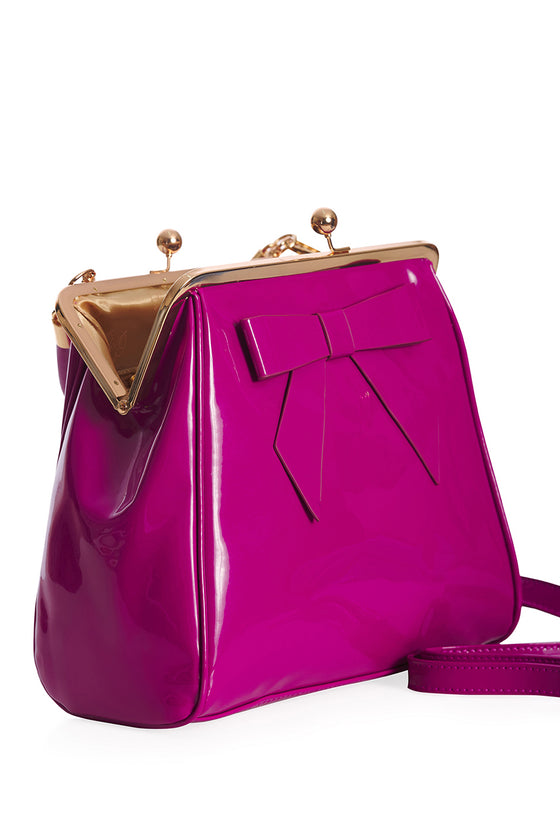 Banned Retro American Vintage Patent Fuschia Handbag Purse