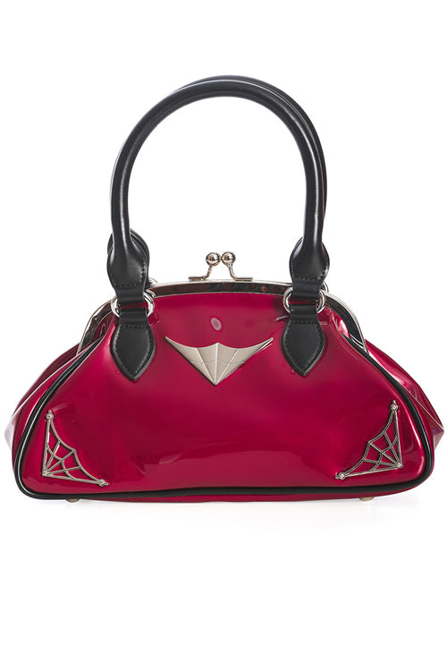 Banned Retro Night Lovers Handbag Purse in Burgundy and Black