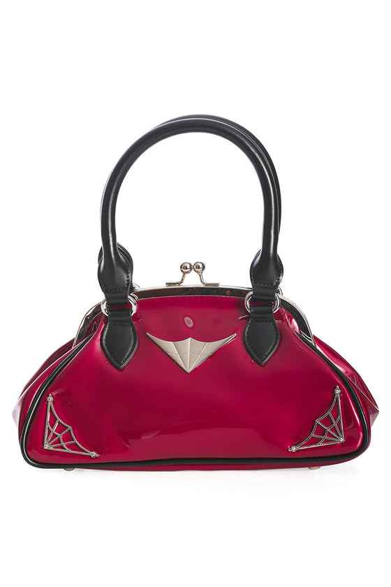 Banned Retro Night Lovers Handbag Purse in Burgundy and Black