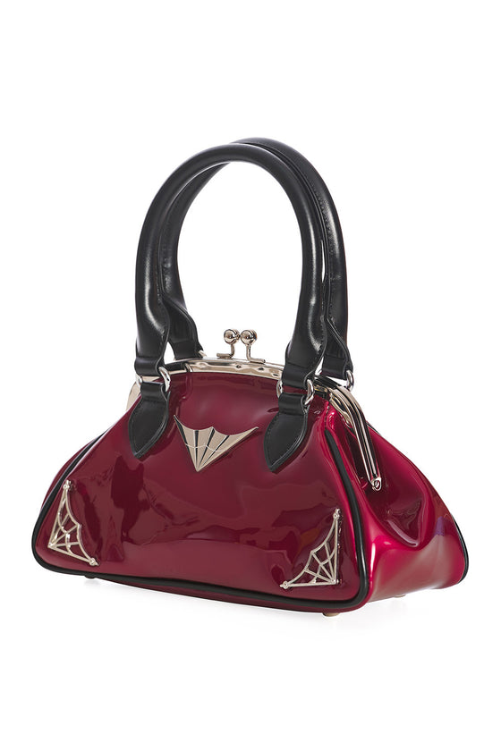 Banned Retro Night Lovers Handbag Purse in Burgundy and Black