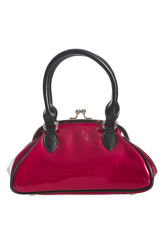 Banned Retro Night Lovers Handbag Purse in Burgundy and Black