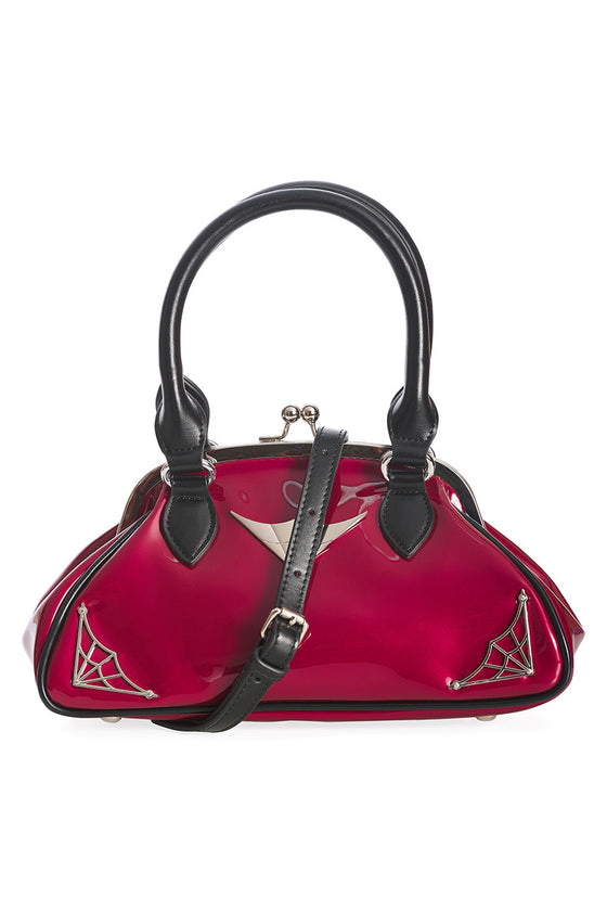Banned Retro Night Lovers Handbag Purse in Burgundy and Black