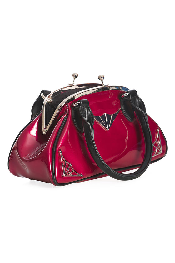 Banned Retro Night Lovers Handbag Purse in Burgundy and Black