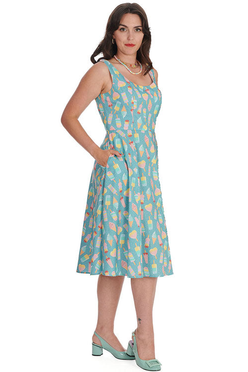 Banned Retro Ice Cream Swing Dress with Heart Back Detail