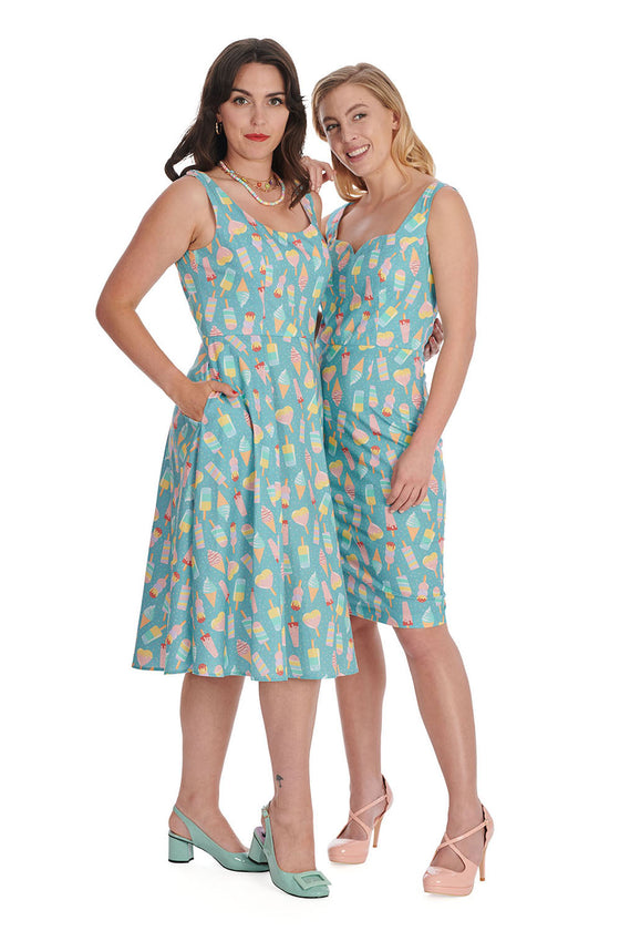 Banned Retro Ice Cream Swing Dress with Heart Back Detail