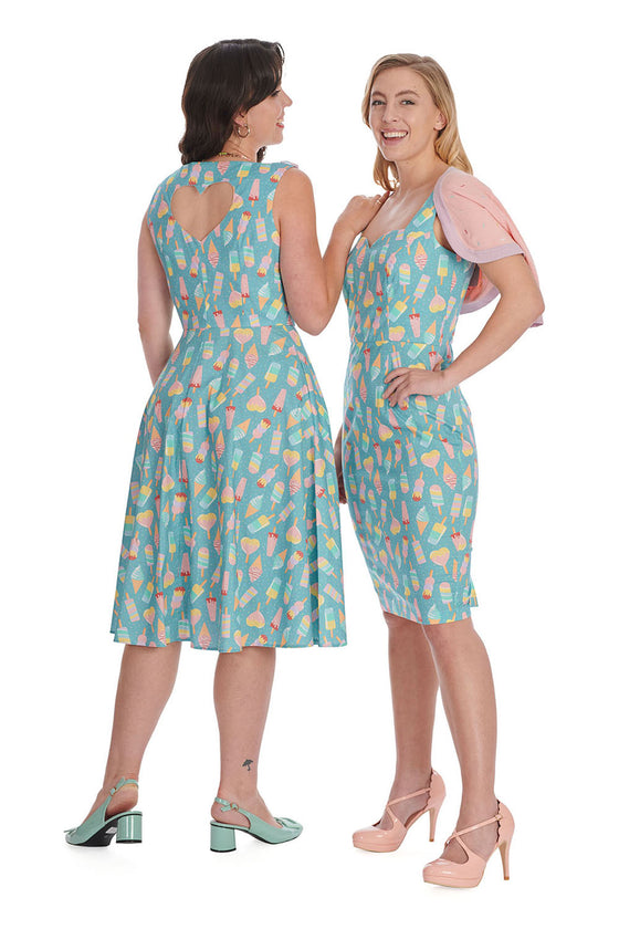 Banned Retro Ice Cream Swing Dress with Heart Back Detail
