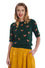 Banned Retro Scandi Fox Top Jumper in Green Knitted Christmas