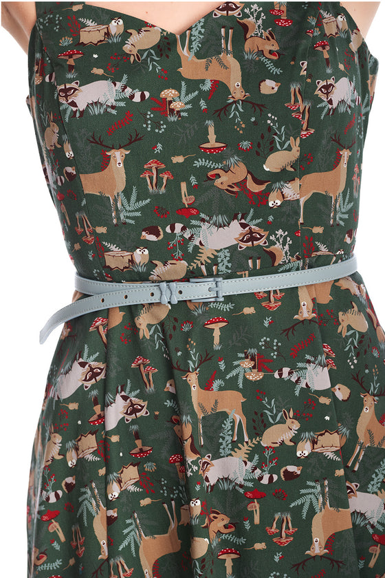 Banned Woodland Creatures Swing Dress Deer Raccoons Mushrooms