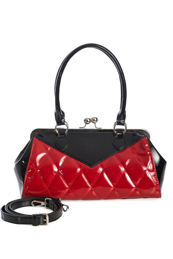 Banned Retro Lily Mae Handbag Purse with Black and Red Retro Styling