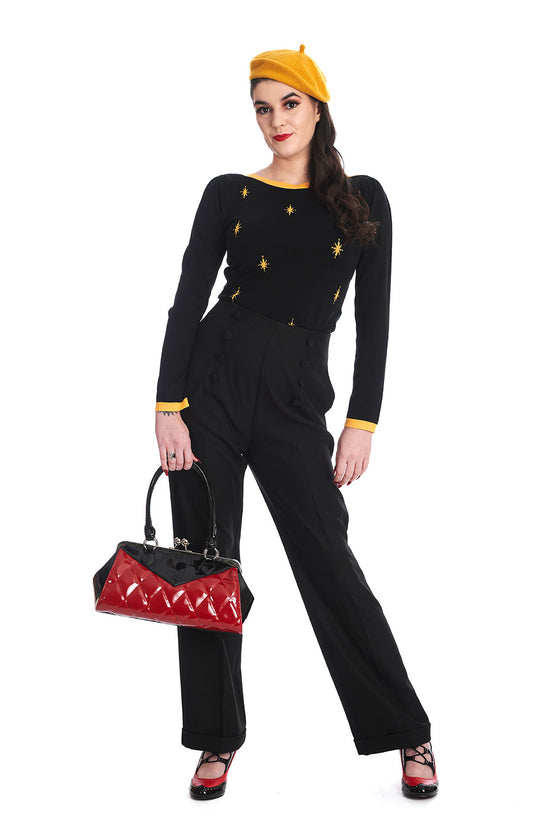 Banned Retro Lily Mae Handbag Purse with Black and Red Retro Styling