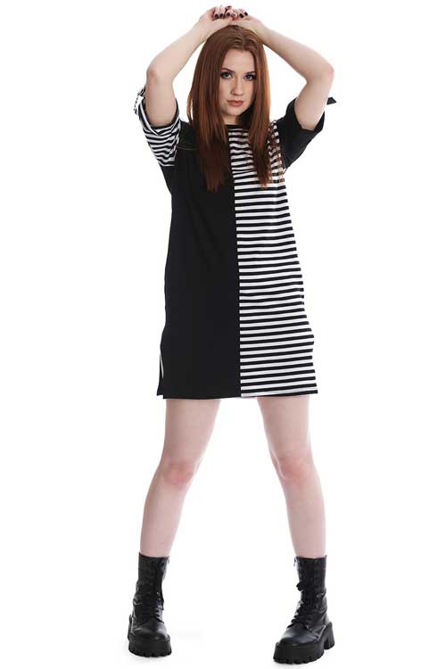 Banned Alternative Hocus Pocus Half Stripe Mini Dress