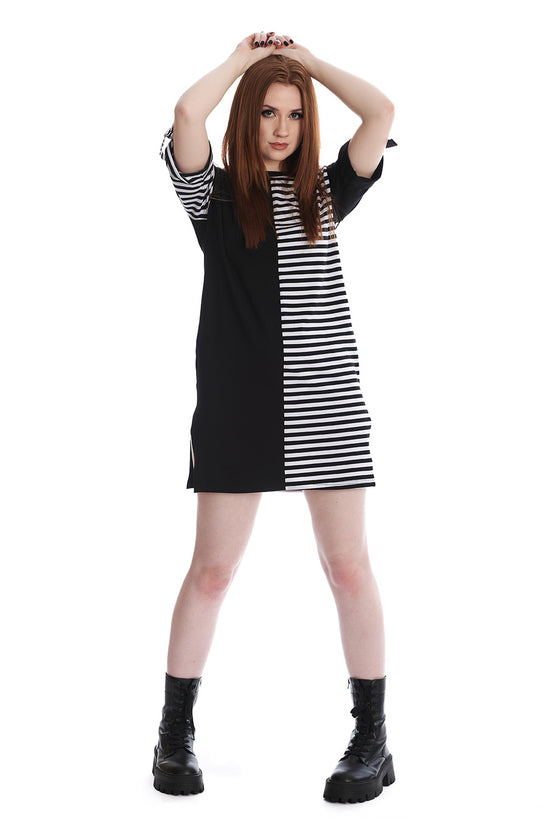 Banned Alternative Hocus Pocus Half Stripe Mini Dress