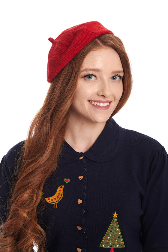 Banned Retro Lorelei Knitted Beret in Red