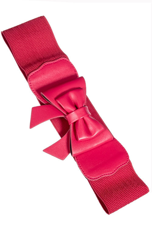 Banned Retro Play it Right Stretch Elastic Belt in Hot Pink Magenta