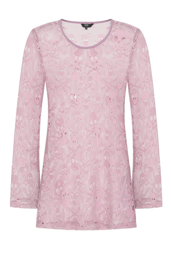 Banned Alternative BFF Mesh Long Oversized Top Goth in Pink