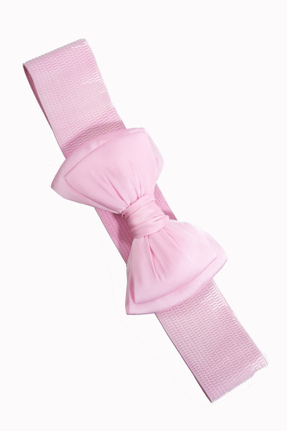 Banned Bella Bow Stretch Elastic Belt in Light Pink