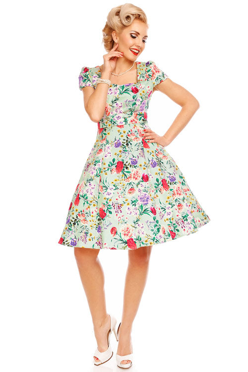 Dolly & Dotty Claudia Dress in Green Floral