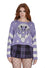 Banned Alternative Kamiko Bat Jumper in White and Purple Knitted Stripe Sleeves